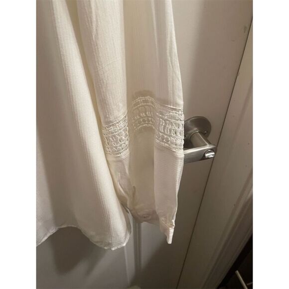 Chicos Women's Ivory Lace-Trim Collared Blouse Size S Long Sleeve - Picture 6 of 11